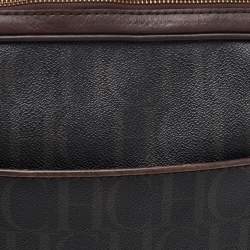 Pre Owned CH Carolina Herrera Brown Coated Canvas and Leather Laptop/Documents Holder Case