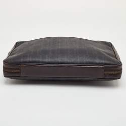 Pre Owned CH Carolina Herrera Brown Coated Canvas and Leather Laptop/Documents Holder Case