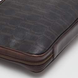 Pre Owned CH Carolina Herrera Brown Coated Canvas and Leather Laptop/Documents Holder Case