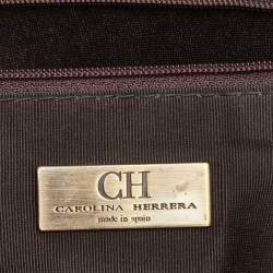 Pre Owned CH Carolina Herrera Brown Coated Canvas and Leather Laptop/Documents Holder Case