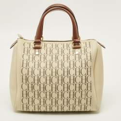 مملوكة مسبقًا CH Carolina Herrera Andy Medium Monogram Coated Canvas Boston Bag