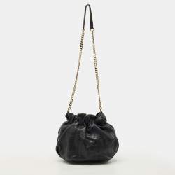 Pre Owned حقيبة باكيت سي إتش كارولينا هيريرا جلد أزرق بحري منقوش