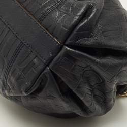 Pre Owned حقيبة باكيت سي إتش كارولينا هيريرا جلد أزرق بحري منقوش