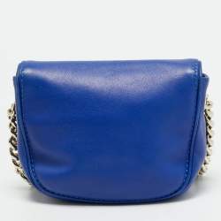 Pre Owned حقيبة كروس جسم بقفل جلدي أزرق سي إتش كارولينا هيريرا