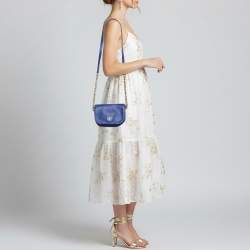 Pre Owned حقيبة كروس جسم بقفل جلدي أزرق سي إتش كارولينا هيريرا