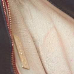 Pre Owned CH Carolina Herrera Choco Brown/Cream Monogram Print Leather Flap Shoulder Bag