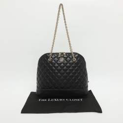 Pre Owned CH Carolina Herrera Black Quilted Leather Chain Satchel