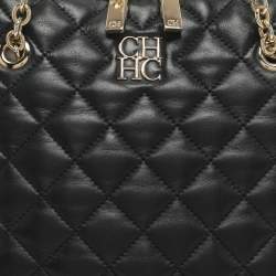 Pre Owned CH Carolina Herrera Black Quilted Leather Chain Satchel