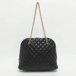 Pre Owned CH Carolina Herrera Black Quilted Leather Chain Satchel