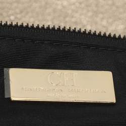 Pre Owned CH Carolina Herrera Audrey Gold Monogram Embossed Leather Shoulder Bag