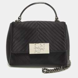 Pre Owned حقيبة سي أتش كارولينا هيريرا يد علوية ساتان مبطن أسود