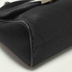 Pre Owned CH Carolina Herrera Black Quilted Satin Top Handle Bag