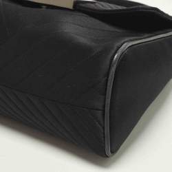 Pre Owned CH Carolina Herrera Black Quilted Satin Top Handle Bag