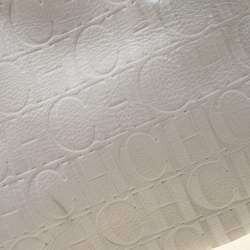 Pre Owned Carolina Herrera White/Beige Monogram Embossed Leather Tote