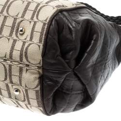 Pre Owned CH Carolina Herrera Brown/Beige Monogram Canvas and Leather Hobo
