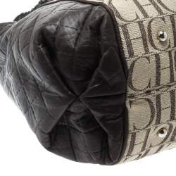 Pre Owned CH Carolina Herrera Brown/Beige Monogram Canvas and Leather Hobo