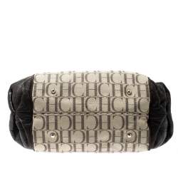 Pre Owned CH Carolina Herrera Brown/Beige Monogram Canvas and Leather Hobo