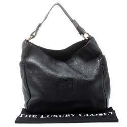 مملوكة مسبقًا CH Carolina Herrera Dark Purple Pebbled Leather Hobo