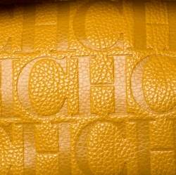 Pre Owned حقيبة كارولينا هيريرا مينوتو جلد أصفر