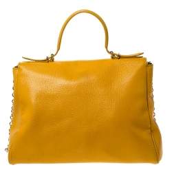 Pre Owned حقيبة كارولينا هيريرا مينوتو جلد أصفر