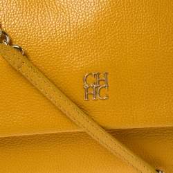 Pre Owned حقيبة كارولينا هيريرا مينوتو جلد أصفر