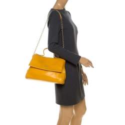 Pre Owned حقيبة كارولينا هيريرا مينوتو جلد أصفر