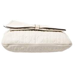 Pre Owned حقيبة كتف كارولينا هيريرا أودري جلد مونوغرامية كر يمية