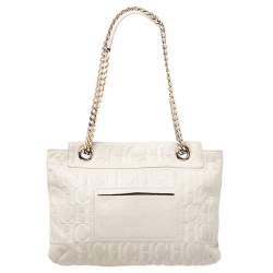 Pre Owned حقيبة كتف كارولينا هيريرا أودري جلد مونوغرامية كريمية