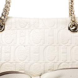 Pre Owned حقيبة كتف كارولينا هيريرا أودري جلد مونوغرامية كريمية