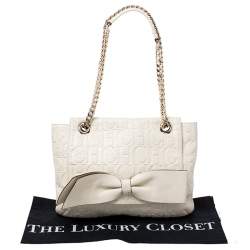 Pre Owned حقيبة كتف كارولينا هيريرا أودري جلد مونوغرامية كريمية