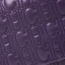 مملوكة مسبقًا CH Carolina Herrera Purple Monogram Leather Chain Flap Bag