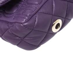 مملوكة مسبقًا CH Carolina Herrera Purple Monogram Leather Chain Flap Bag
