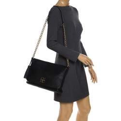 Pre Owned CH Carolina Herrera Black Leather Tassel Messenger Bag