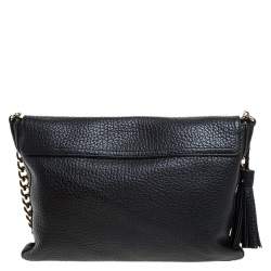 Pre Owned CH Carolina Herrera Black Leather Tassel Messenger Bag