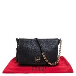 Pre Owned CH Carolina Herrera Black Leather Tassel Messenger Bag