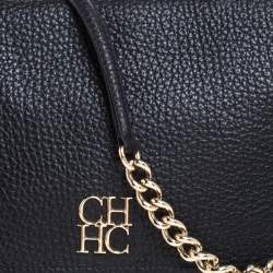 Pre Owned CH Carolina Herrera Black Leather Tassel Messenger Bag