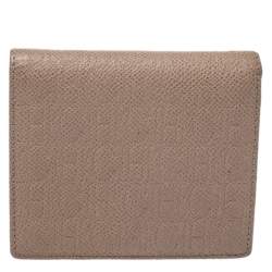 Carolina Herrera Beige Leather Compact Wallet