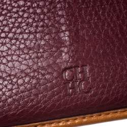 Pre Owned محفظة كونتيننتال كارولينا هيريرا جلد منقوش مونوغرامي صفراء مسترد بطية ثلاثية