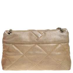 Pre Owned Carolina Herrera Metallic Gold Leather Flap Shoulder Bag