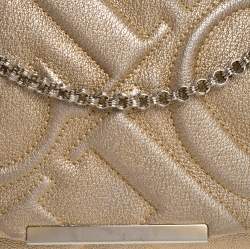 Pre Owned Carolina Herrera Metallic Gold Leather Flap Shoulder Bag