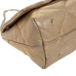 Pre Owned Carolina Herrera Metallic Gold Leather Flap Shoulder Bag