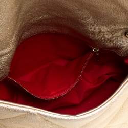 Pre Owned Carolina Herrera Metallic Gold Leather Flap Shoulder Bag