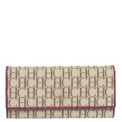 مملوكة مسبقًا Carolina Herrera Beige Monogram Canvas Continental Wallet