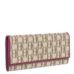 مملوكة مسبقًا Carolina Herrera Beige Monogram Canvas Continental Wallet