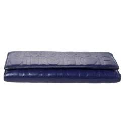 Carolina Herrera Purple Monogram Leather Continental Wallet