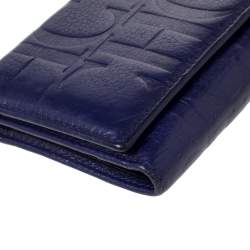 Carolina Herrera Purple Monogram Leather Continental Wallet