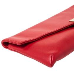 Pre Owned Carolina Herrera Red Leather Envelope Clutch