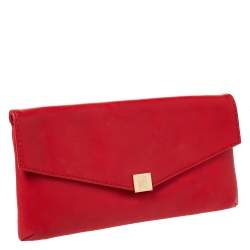 Pre Owned Carolina Herrera Red Leather Envelope Clutch