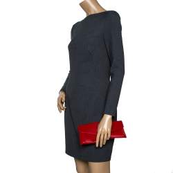 Pre Owned Carolina Herrera Red Leather Envelope Clutch