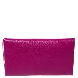 Pre Owned Carolina Herrera Magenta Leather Chain Flap Clutch
